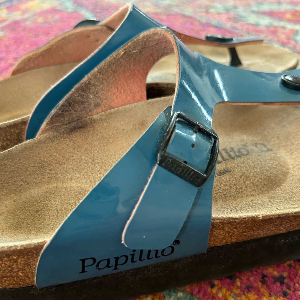 Birkenstock Papillio | Women's gentle blue Papillio Gizeh Platform Sandal, sz 8W - Picture 7 of 12
